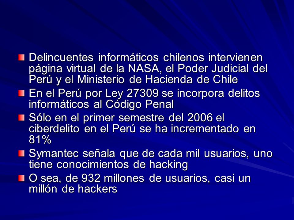 Delincuentes informáticos chilenos intervienen página virtual de la NASA, el Poder Judicial del Perú y el Ministerio de Hacienda de Chile