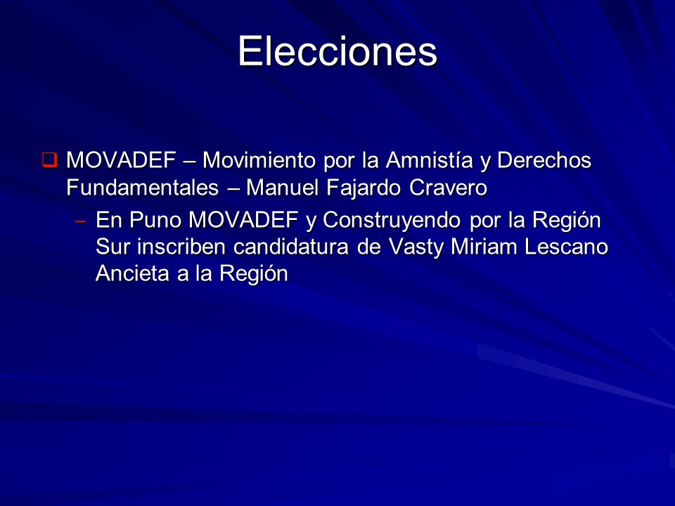 Elecciones MOVADEF – Movimiento por la Amnistía y Derechos Fundamentales – Manuel Fajardo Cravero.