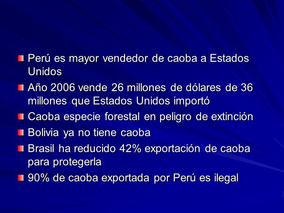 Perú es mayor vendedor de caoba a Estados Unidos