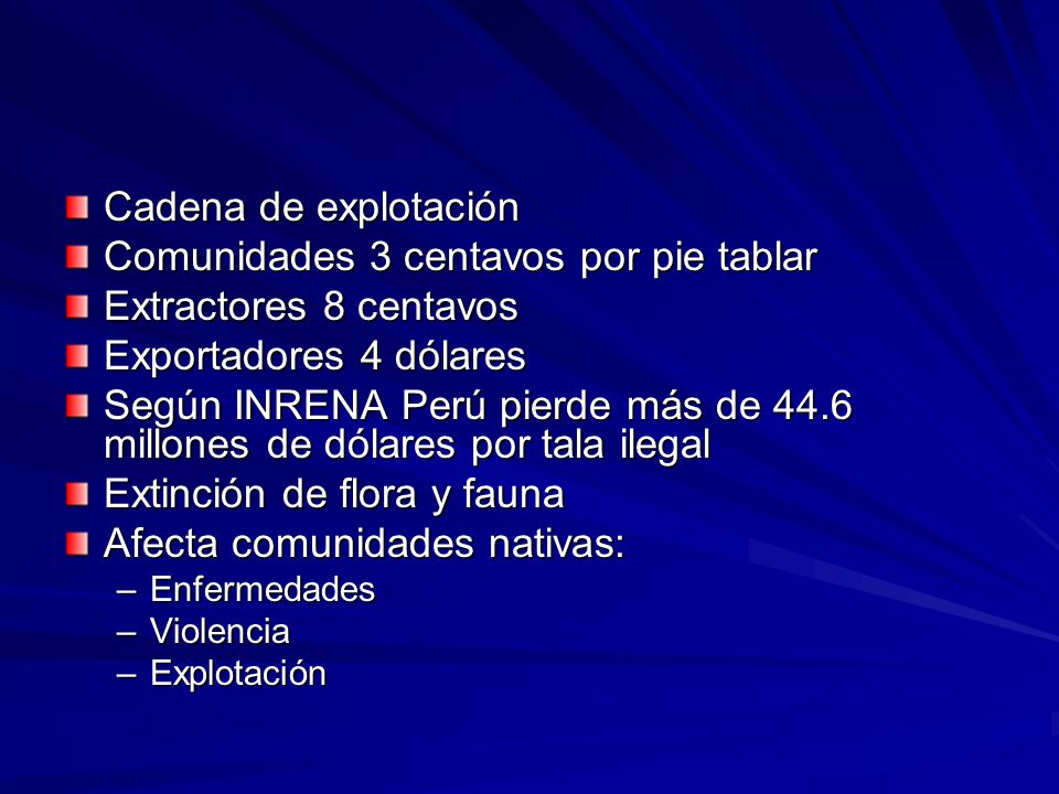 Comunidades 3 centavos por pie tablar Extractores 8 centavos