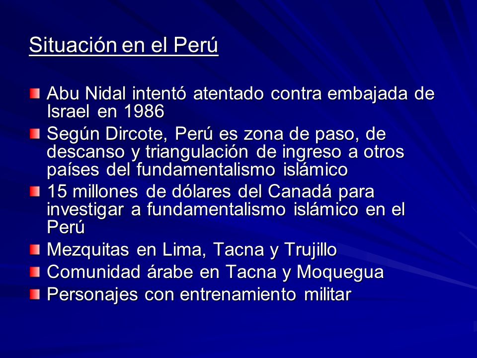 Situación en el Perú Abu Nidal intentó atentado contra embajada de Israel en