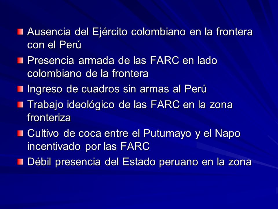 Ausencia del Ejército colombiano en la frontera con el Perú