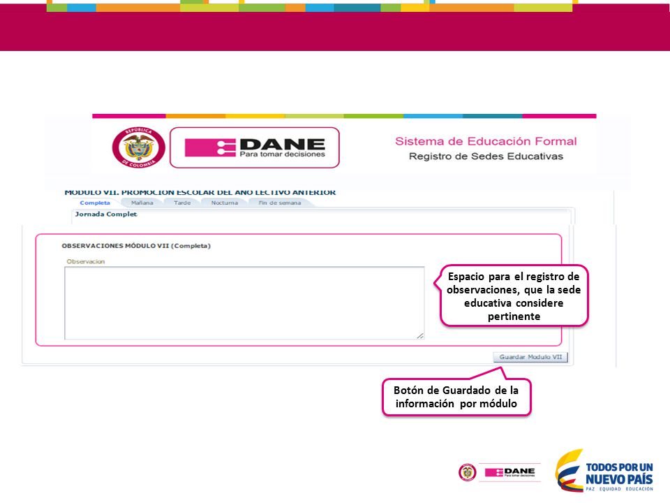 Botón de Guardado de la información por módulo
