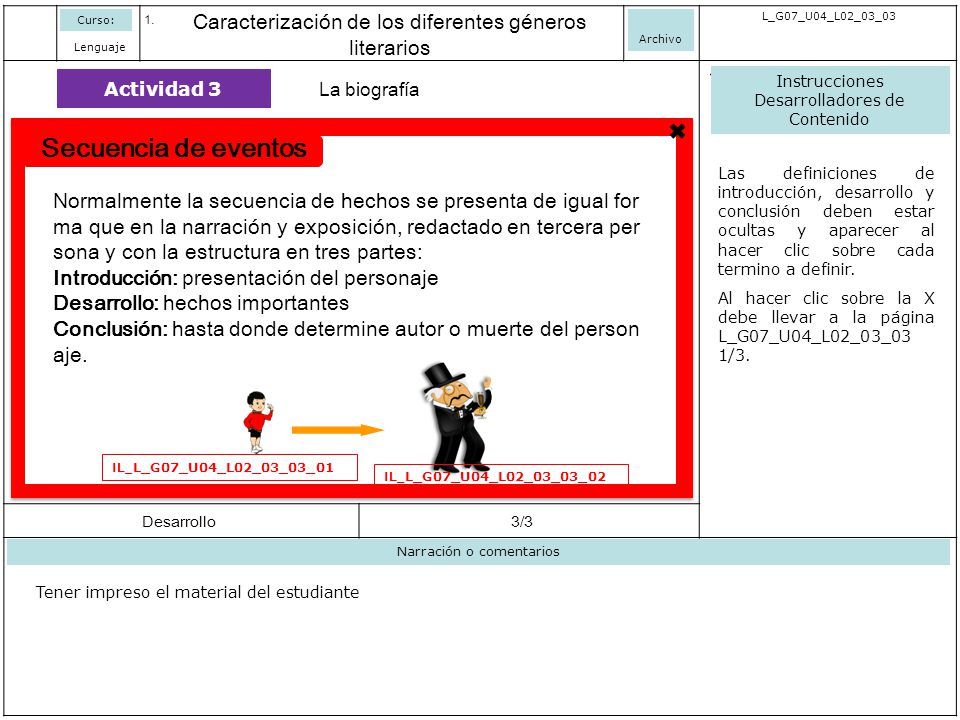 Curso: Caracterización de los diferentes géneros literarios. Archivo. L_G07_U04_L02_03_03. Lenguaje.
