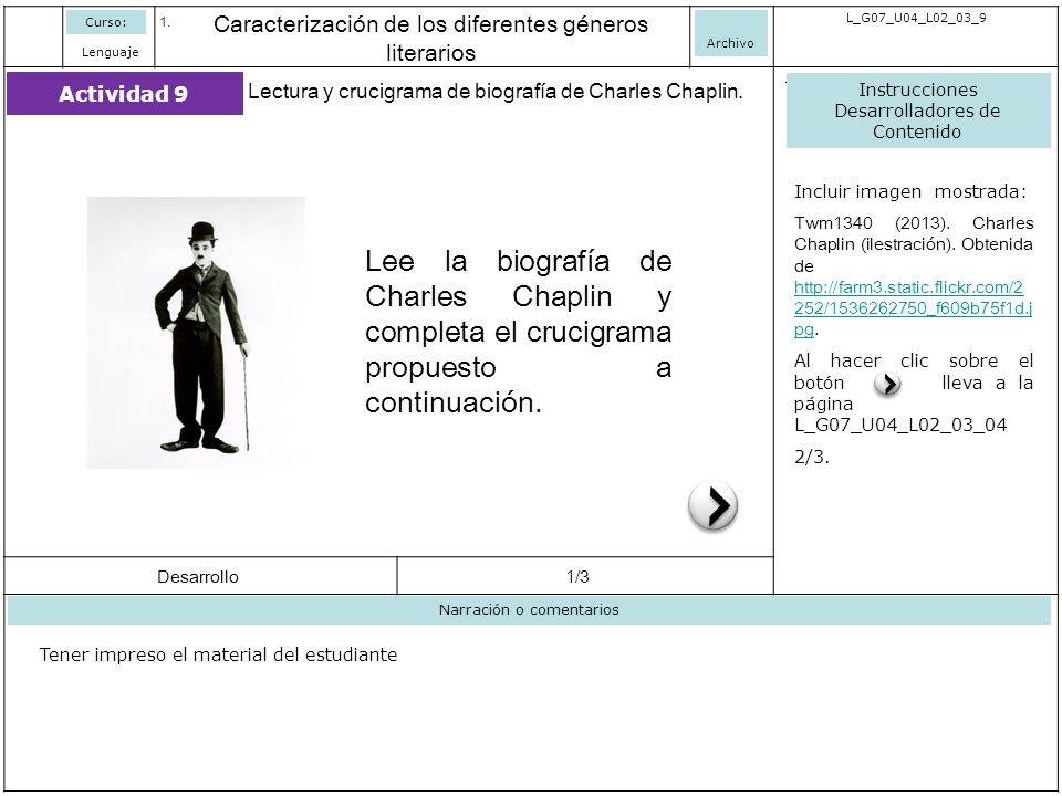 Curso: Caracterización de los diferentes géneros literarios. Archivo. L_G07_U04_L02_03_9. Lenguaje.