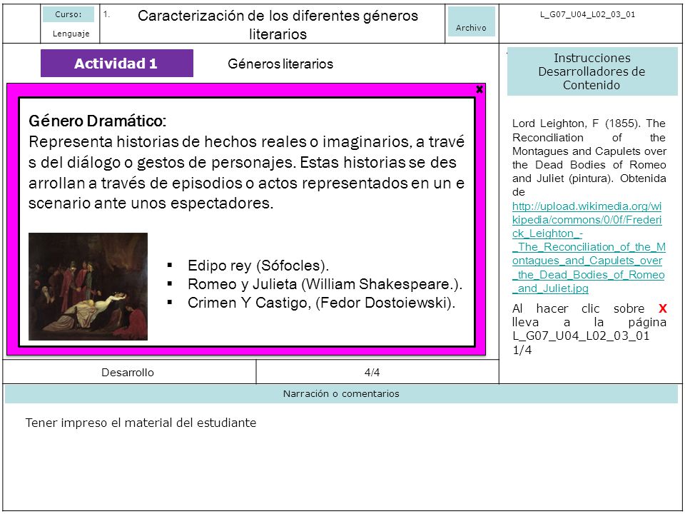 Curso: Caracterización de los diferentes géneros literarios. Archivo. L_G07_U04_L02_03_01. Lenguaje.