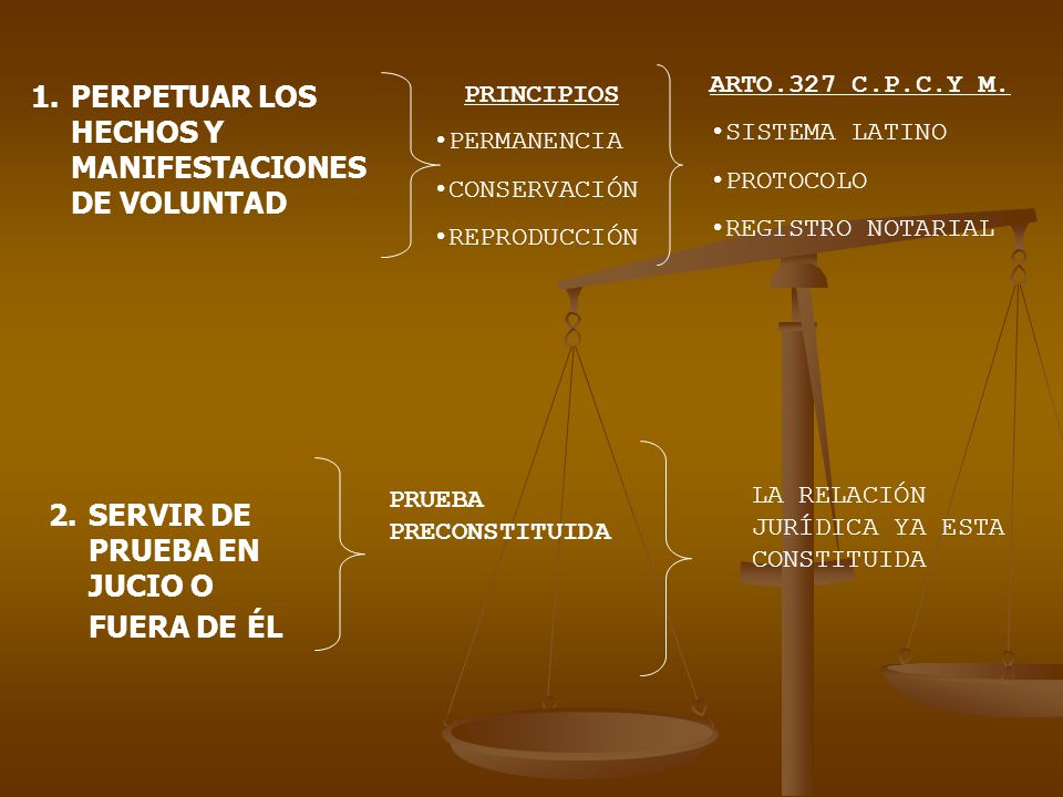 PERPETUAR LOS HECHOS Y MANIFESTACIONES DE VOLUNTAD