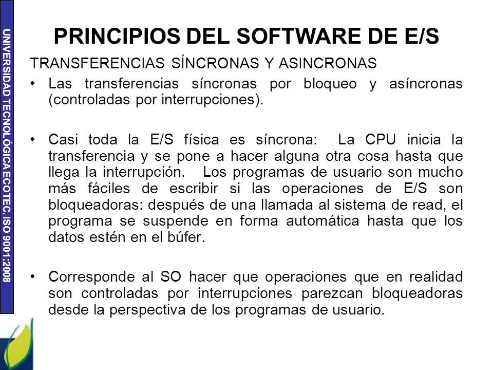 PRINCIPIOS DEL SOFTWARE DE E/S