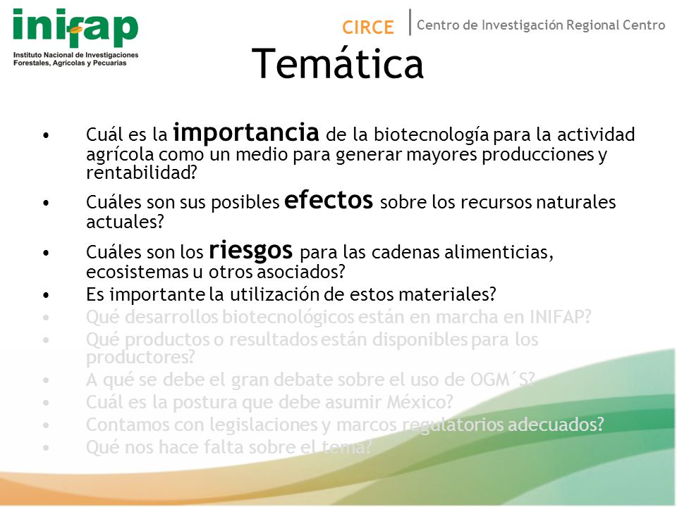 Temática Cuál es la importancia de la biotecnología para la actividad agrícola como un medio para generar mayores producciones y rentabilidad
