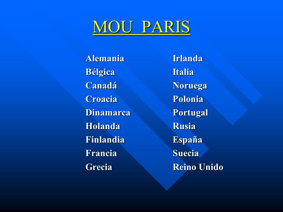 MOU PARIS Alemania Bélgica Canadá Croacia Dinamarca Holanda Finlandia