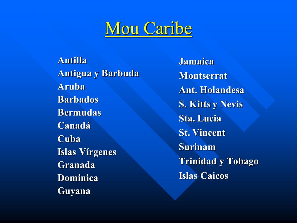 Mou Caribe Antilla Antigua y Barbuda Aruba Barbados Bermudas Canadá