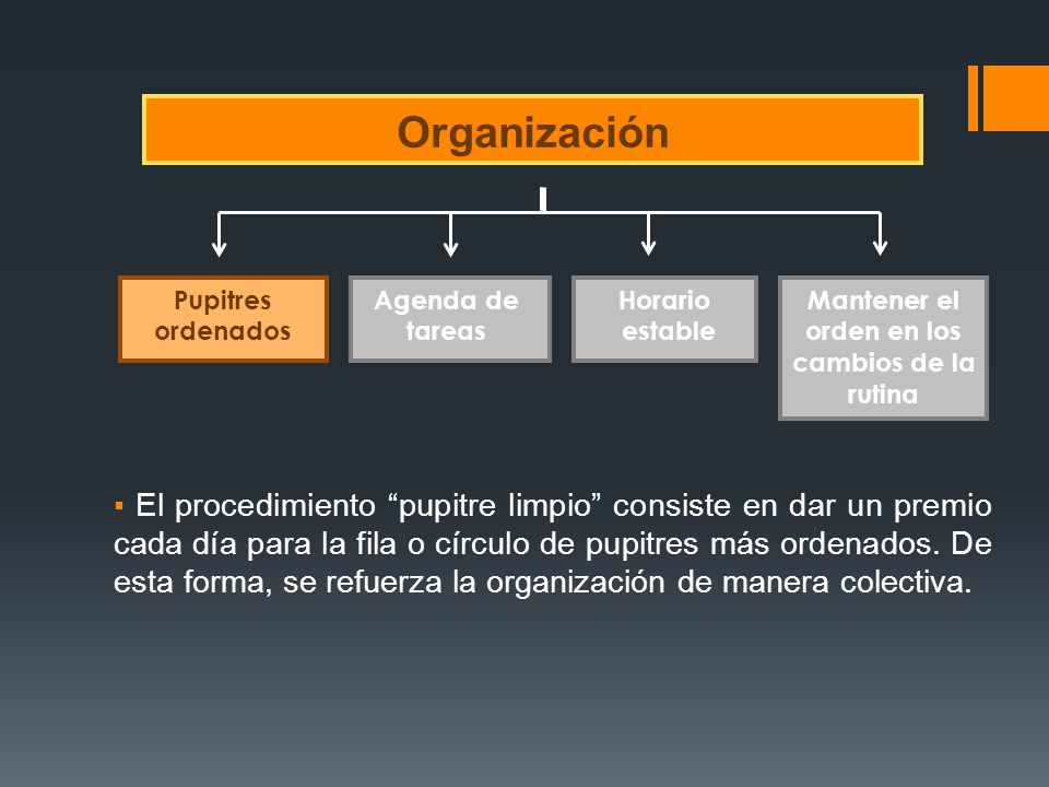 Mantener el orden en los cambios de la rutina