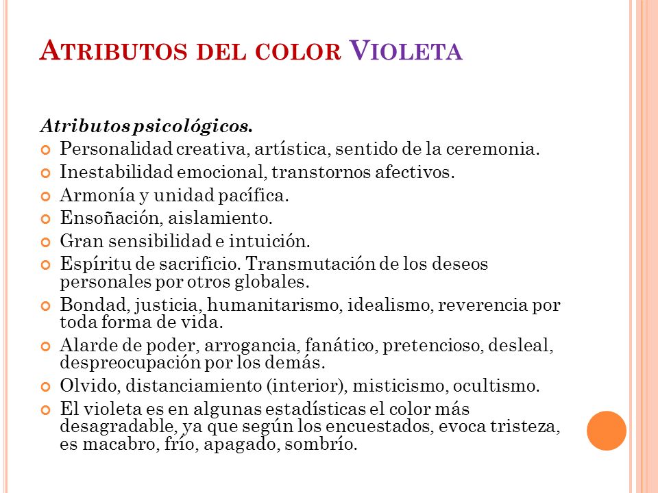 Atributos del color Violeta