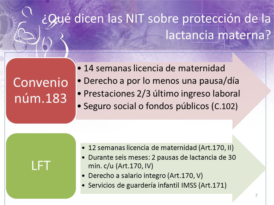 ¿Qué dicen las NIT sobre protección de la lactancia materna