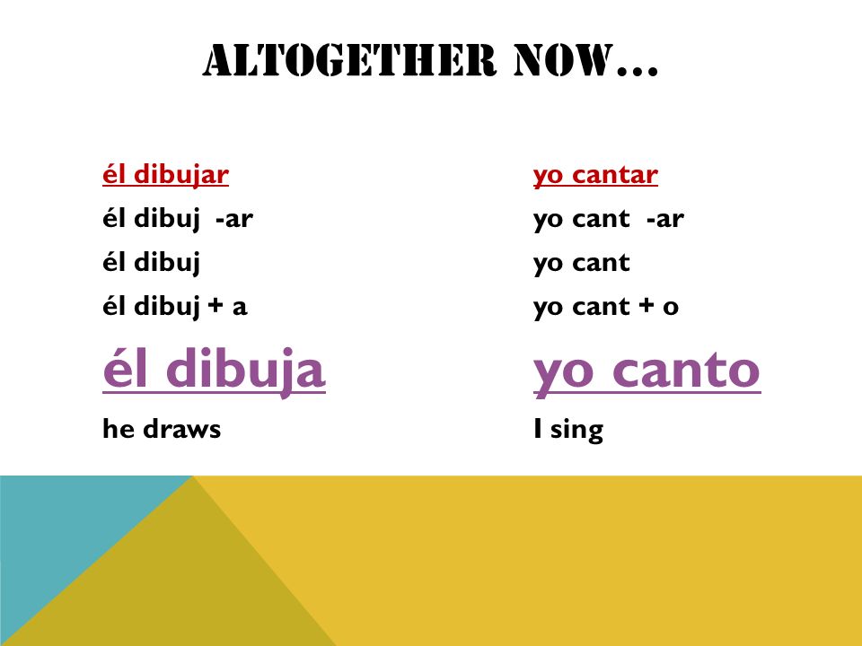 él dibuja yo canto Altogether now… él dibujar yo cantar