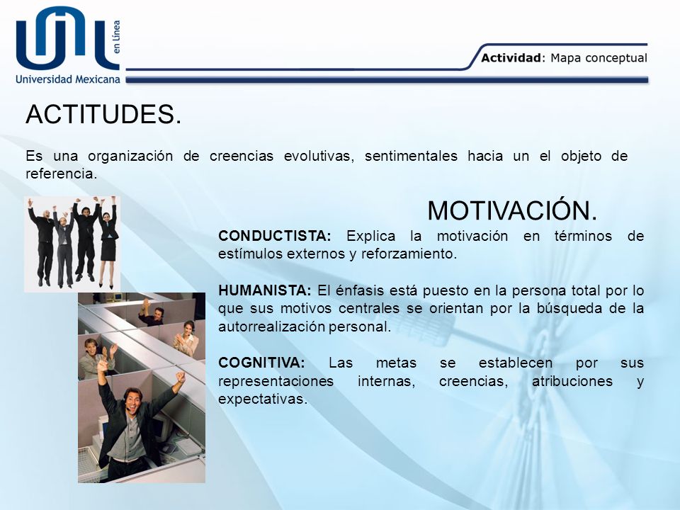 ACTITUDES. Es una organización de creencias evolutivas, sentimentales hacia un el objeto de referencia.