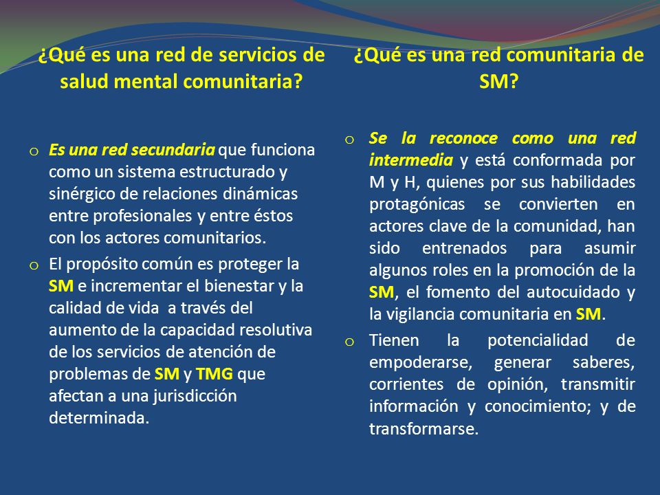 ¿Qué es una red de servicios de salud mental comunitaria