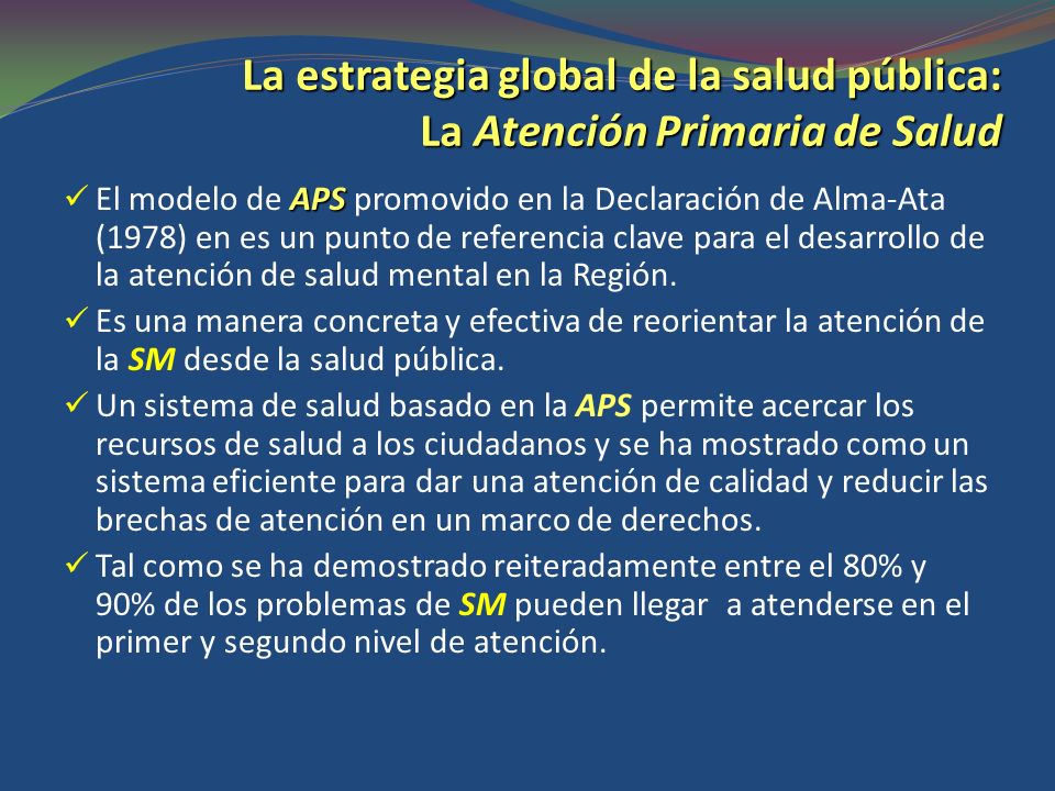 La estrategia global de la salud pública: La Atención Primaria de Salud