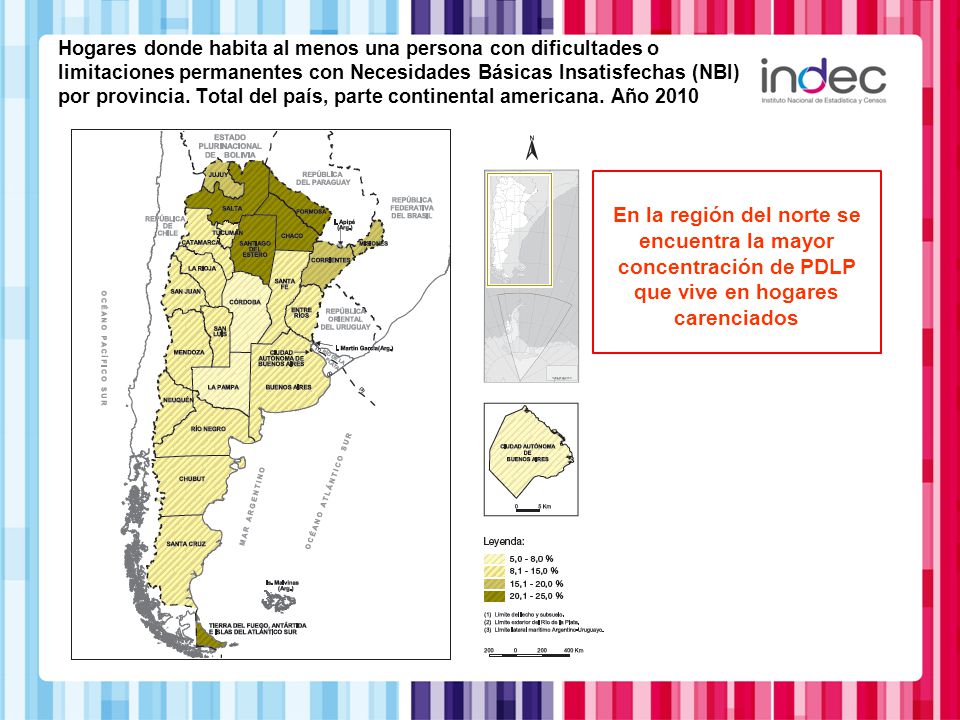Hogares donde habita al menos una persona con dificultades o limitaciones permanentes con Necesidades Básicas Insatisfechas (NBI) por provincia. Total del país, parte continental americana. Año 2010
