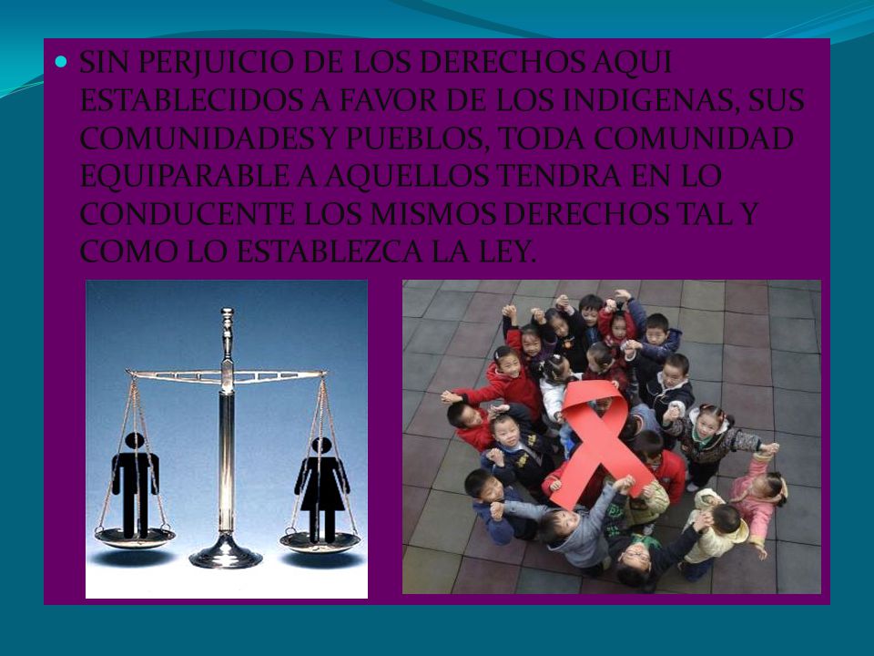 SIN PERJUICIO DE LOS DERECHOS AQUI ESTABLECIDOS A FAVOR DE LOS INDIGENAS, SUS COMUNIDADES Y PUEBLOS, TODA COMUNIDAD EQUIPARABLE A AQUELLOS TENDRA EN LO CONDUCENTE LOS MISMOS DERECHOS TAL Y COMO LO ESTABLEZCA LA LEY.