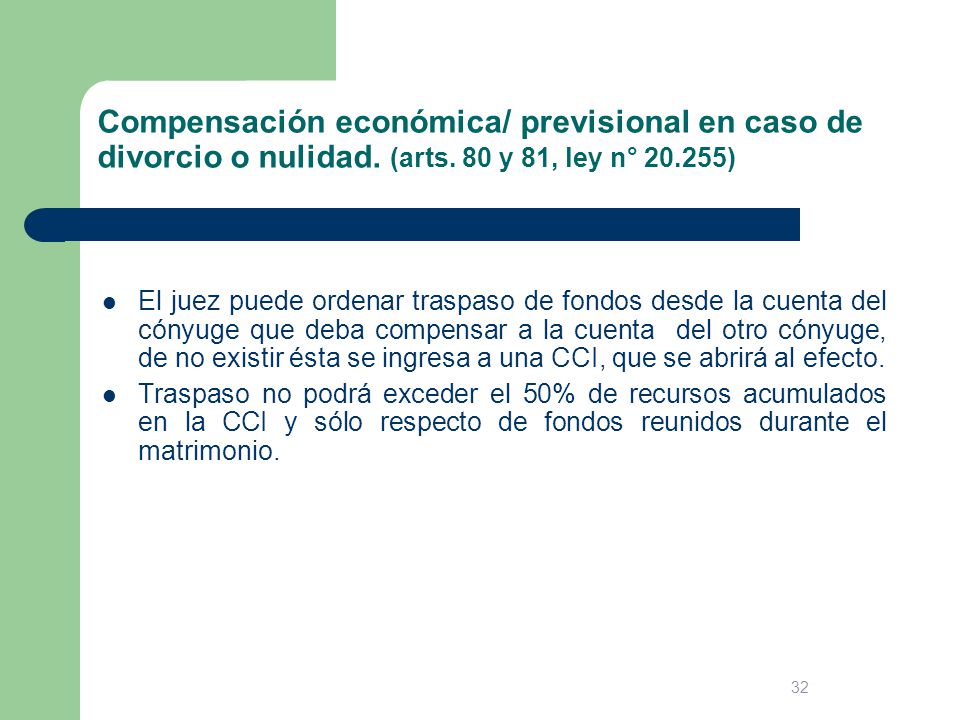 Compensación económica/ previsional en caso de divorcio o nulidad
