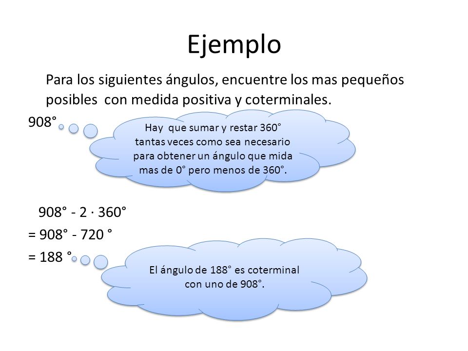 El ángulo de 188° es coterminal con uno de 908°.