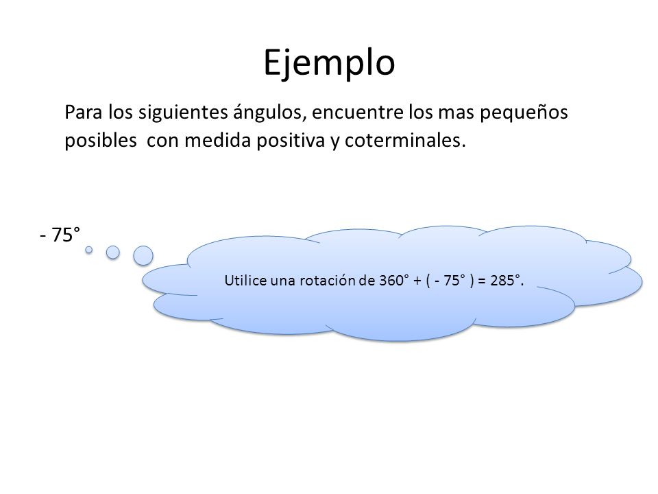 Utilice una rotación de 360° + ( - 75° ) = 285°.