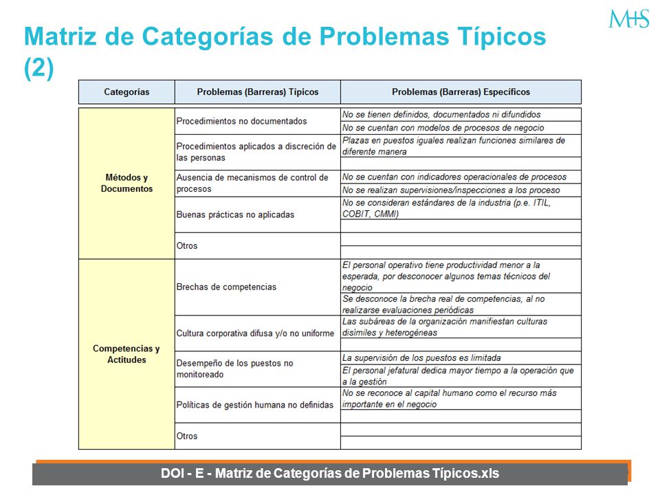 Matriz de Categorías de Problemas Típicos (2)