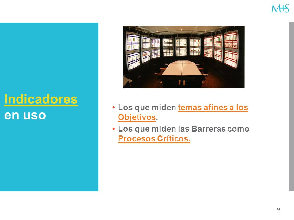 Indicadores en uso Los que miden temas afines a los Objetivos.