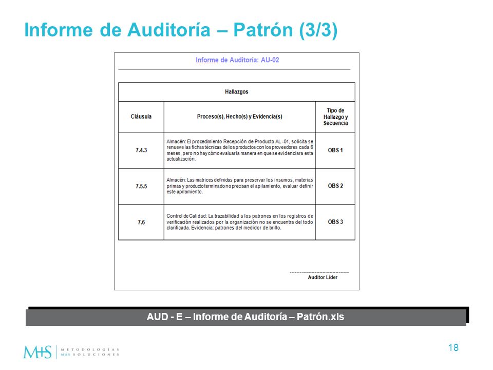 Informe de Auditoría – Patrón (3/3)