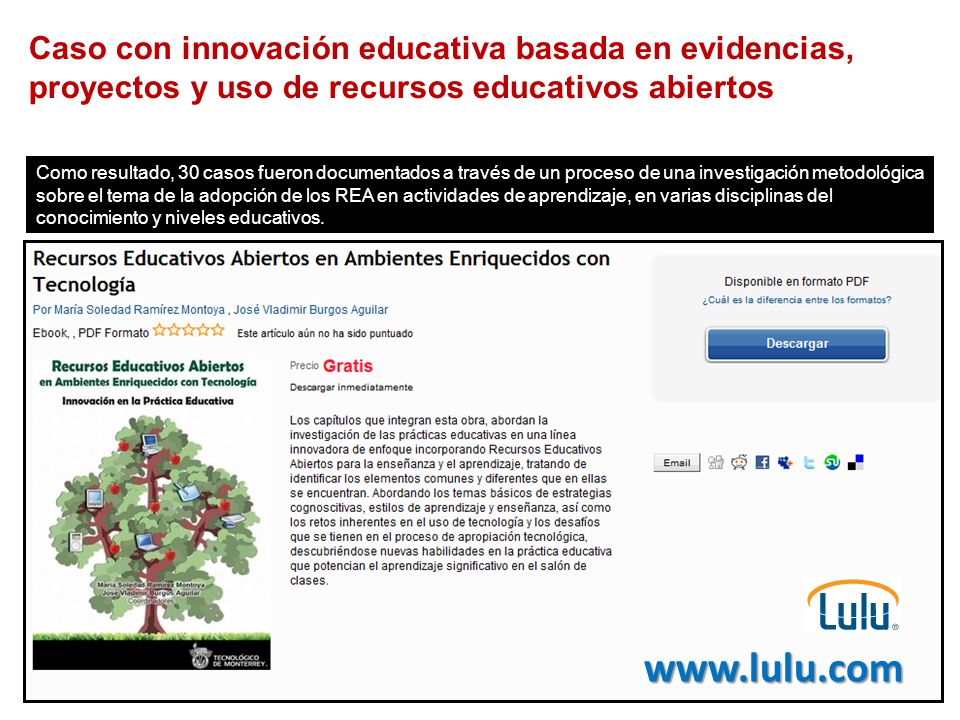 Caso con innovación educativa basada en evidencias, proyectos y uso de recursos educativos abiertos
