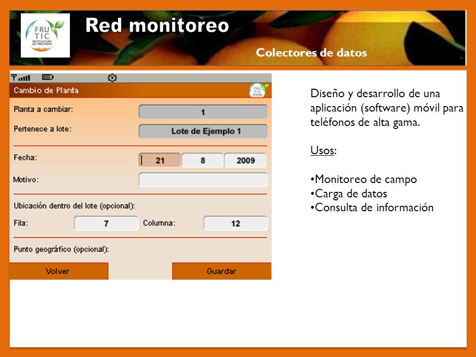 Red monitoreo Colectores de datos. Diseño y desarrollo de una aplicación (software) móvil para teléfonos de alta gama.