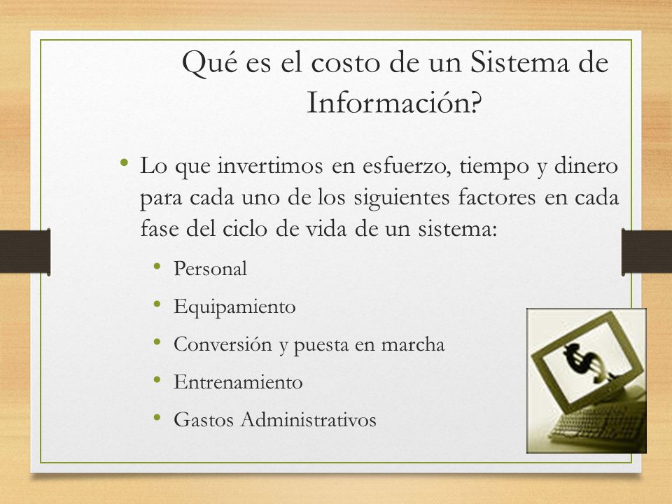 Qué es el costo de un Sistema de Información