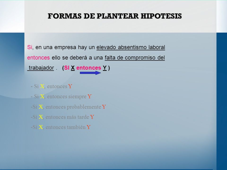 FORMAS DE PLANTEAR HIPOTESIS