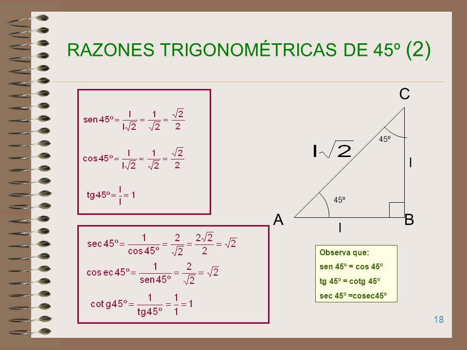 RAZONES TRIGONOMÉTRICAS DE 45º (2)
