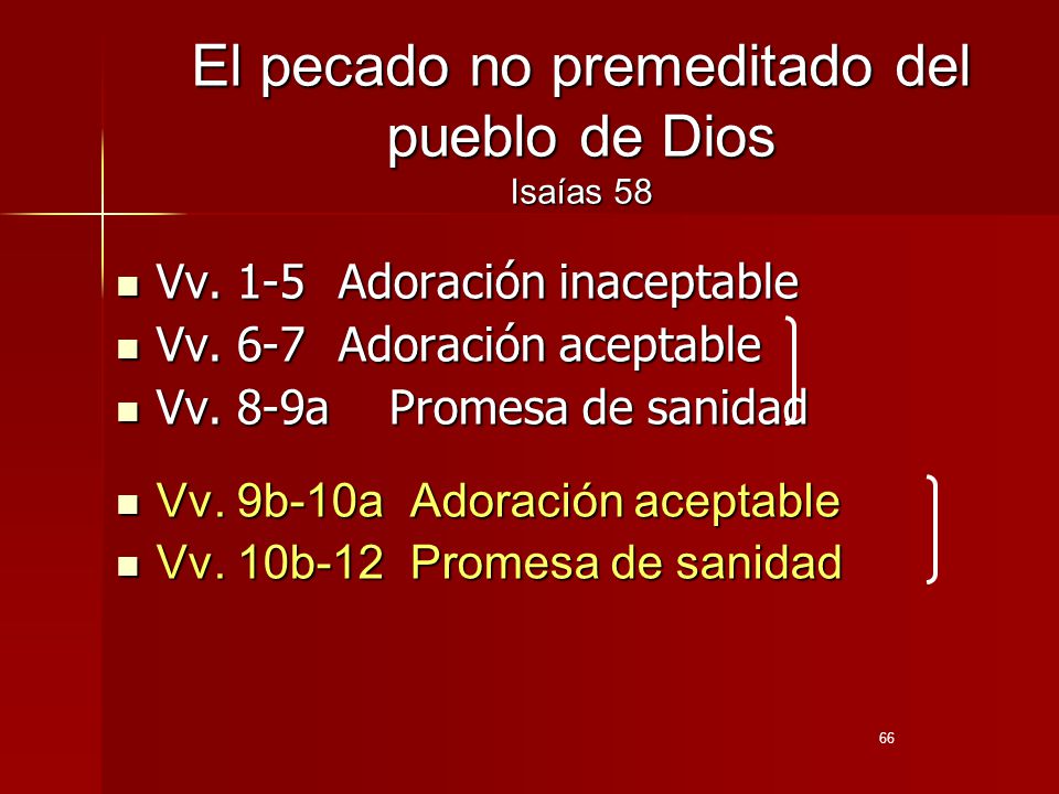 El pecado no premeditado del pueblo de Dios Isaías 58
