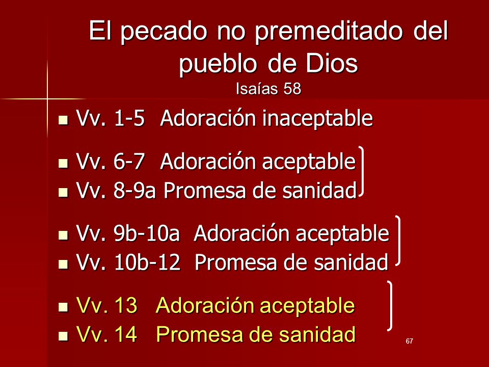 El pecado no premeditado del pueblo de Dios Isaías 58