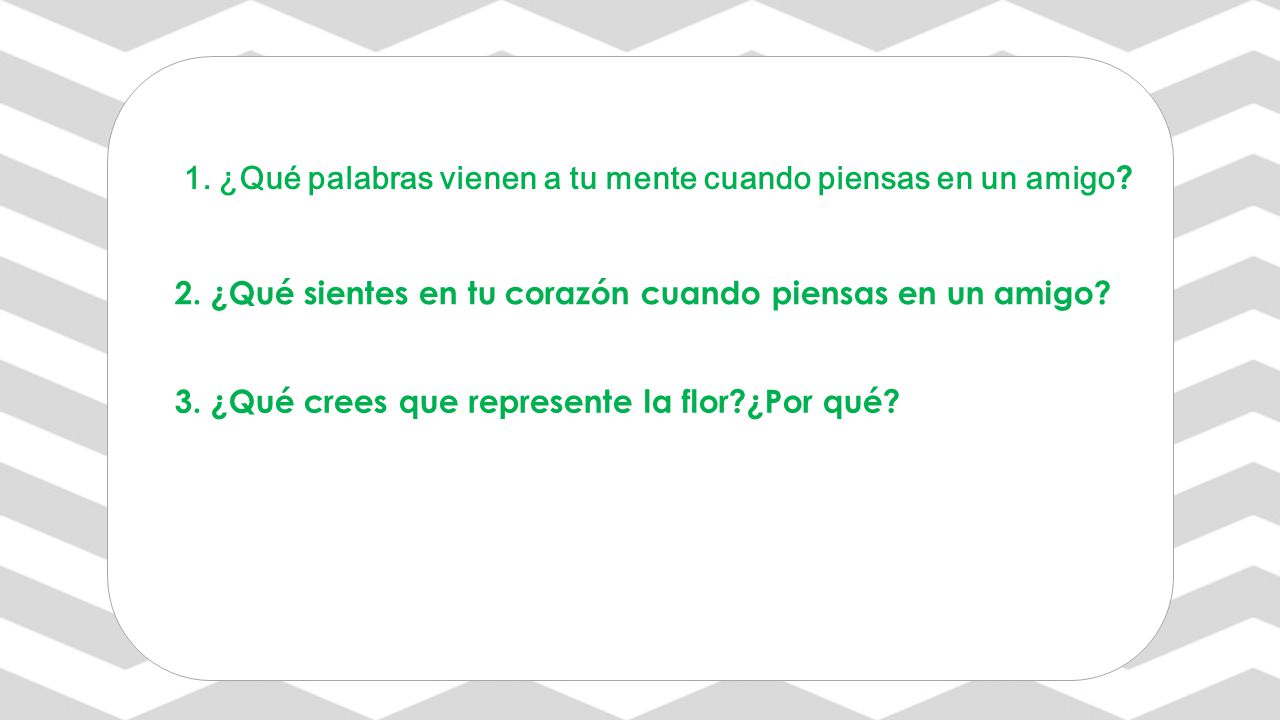 1. ¿Qué palabras vienen a tu mente cuando piensas en un amigo