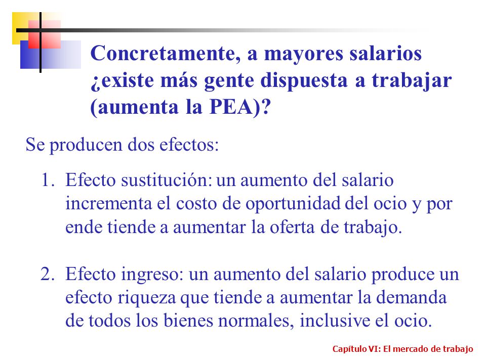 Concretamente, a mayores salarios ¿existe más gente dispuesta a trabajar (aumenta la PEA)