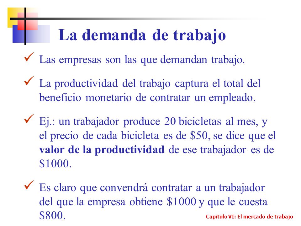 La demanda de trabajo Las empresas son las que demandan trabajo.