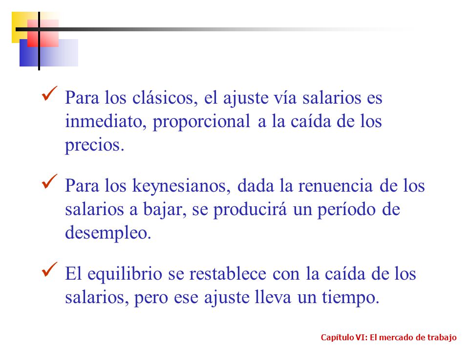 Para los clásicos, el ajuste vía salarios es inmediato, proporcional a la caída de los precios.