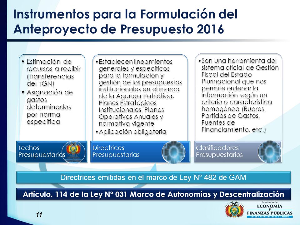 Artículo. 114 de la Ley Nº 031 Marco de Autonomías y Descentralización
