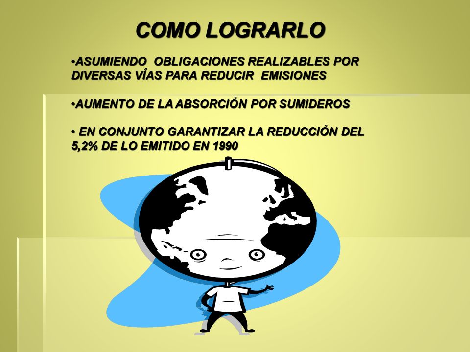 COMO LOGRARLO ASUMIENDO OBLIGACIONES REALIZABLES POR DIVERSAS VÍAS PARA REDUCIR EMISIONES. AUMENTO DE LA ABSORCIÓN POR SUMIDEROS.