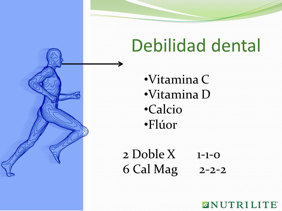 Debilidad dental Vitamina C Vitamina D Calcio Flúor 2 Doble X 1-1-0