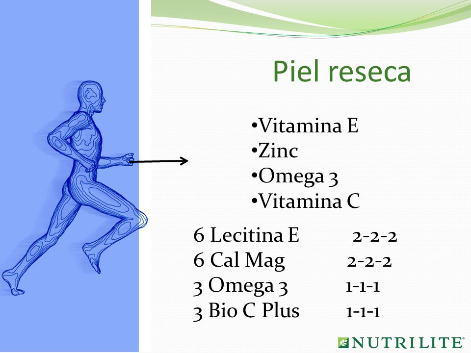Piel reseca Vitamina E Zinc Omega 3 Vitamina C 6 Lecitina E 2-2-2