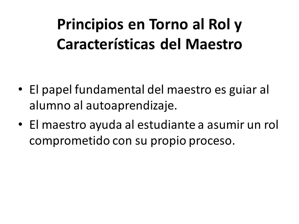 Principios en Torno al Rol y Características del Maestro