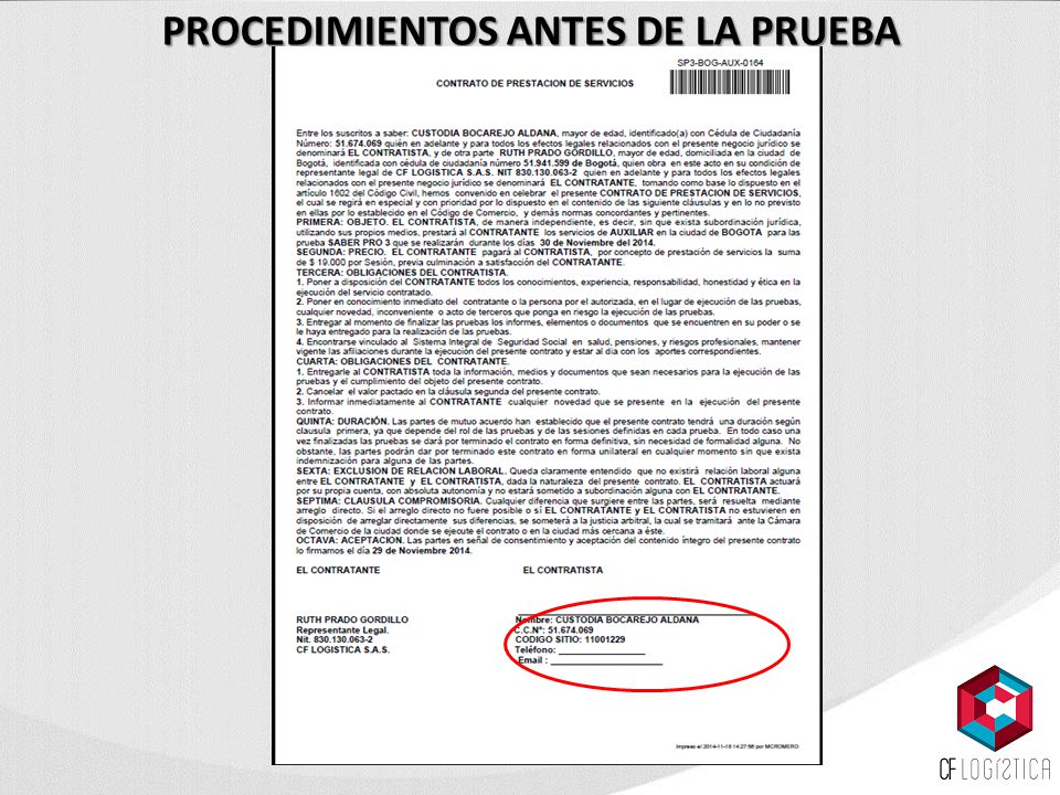 PROCEDIMIENTOS ANTES DE LA PRUEBA