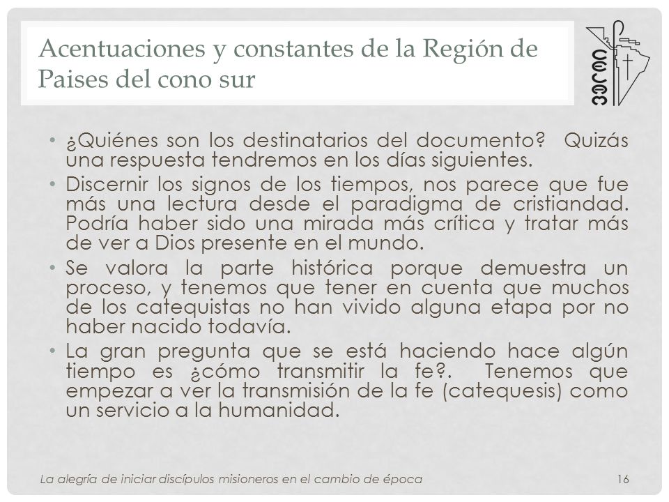 Acentuaciones y constantes de la Región de Paises del cono sur