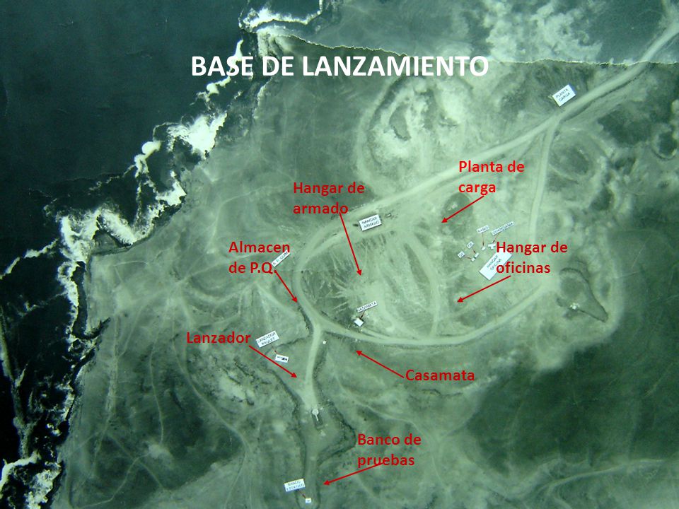 BASE DE LANZAMIENTO Planta de carga Hangar de armado Almacen de P.Q.