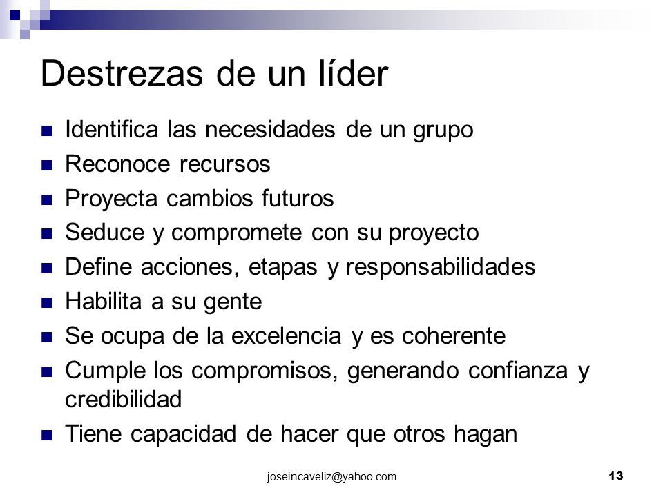 Destrezas de un líder Identifica las necesidades de un grupo